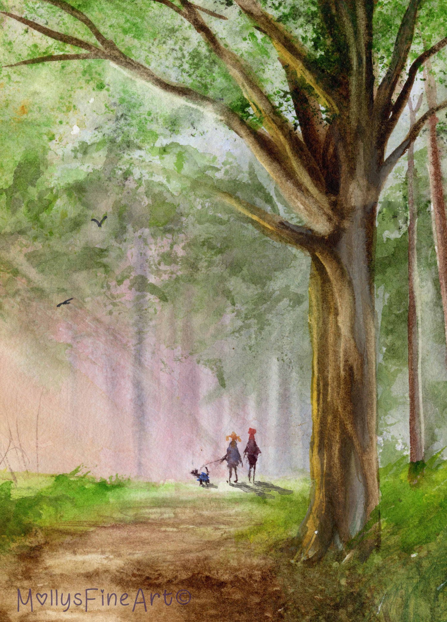"Peaceful Forest" – Original Watercolor by Molly's Fine Art