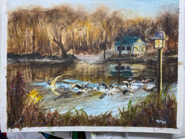 "Splashdown on the Fox" Original Watercolor by Molly Walsh-Lorenzini
