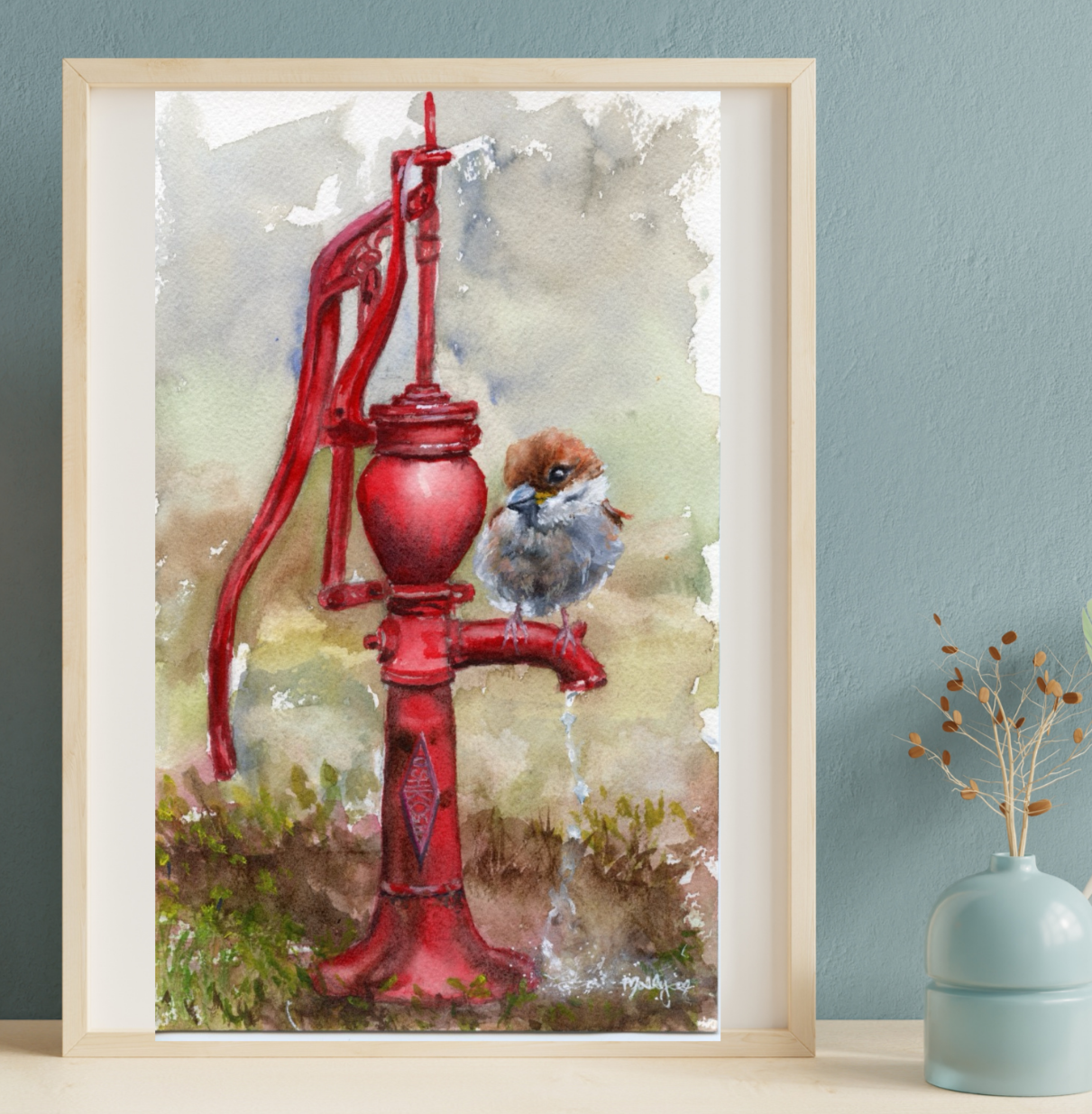 Watercolor Water Pump Mollys_Fine_Art