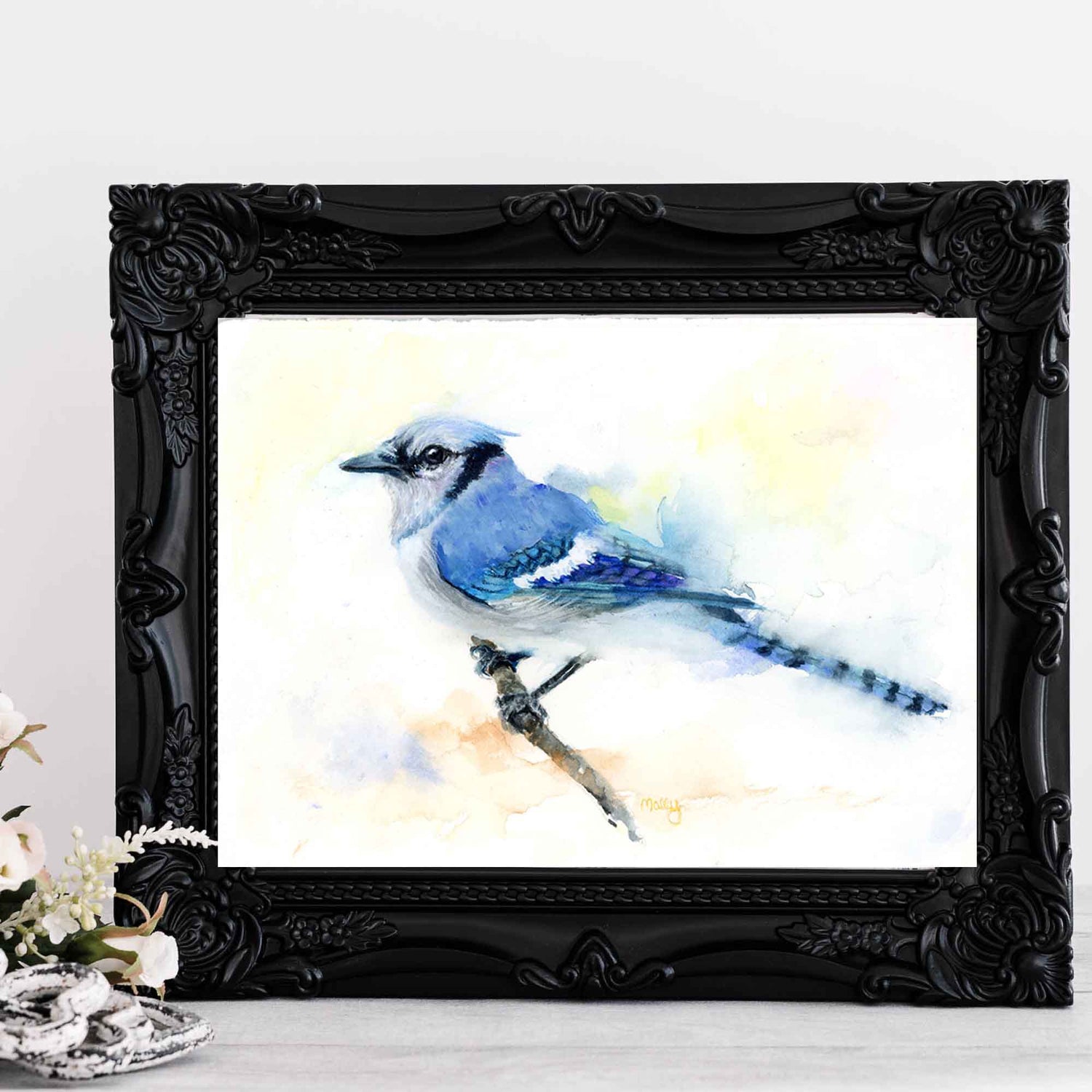 Watercolor Blue Jay Mollys Fine Art