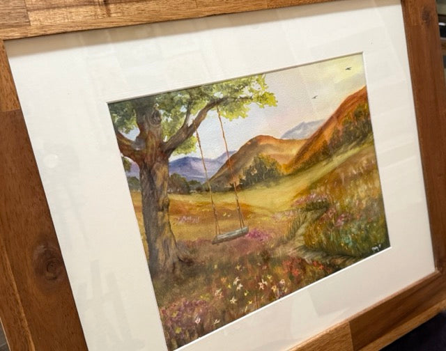 "A Peaceful Swing" Original Watercolor by Molly's Fine Art
