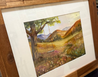 "A Peaceful Swing" Original Watercolor by Molly's Fine Art