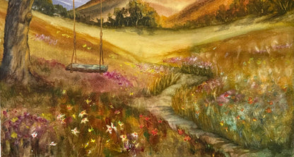 "A Peaceful Swing" Original Watercolor by Molly's Fine Art