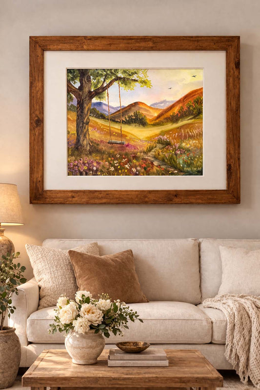 "A Peaceful Swing" Original Watercolor by Molly's Fine Art