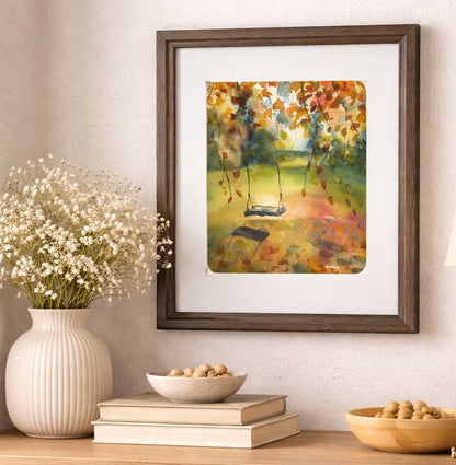 "A Leafy Swing" Original Watercolor by Molly's Fine Art