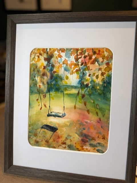 "A Leafy Swing" Original Watercolor by Molly's Fine Art