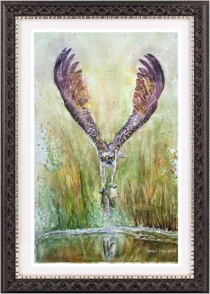 "Gone Fishing" – Osprey Original Watercolor by Molly Walsh-Lorenzini