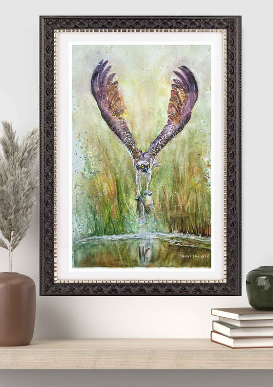 "Gone Fishing" Osprey Watercolor Giclée Art Print by Molly's Fine Art
