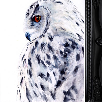 "I See You" Watercolor Snowy Owl Giclée Fine Art Print by Molly's Fine Art