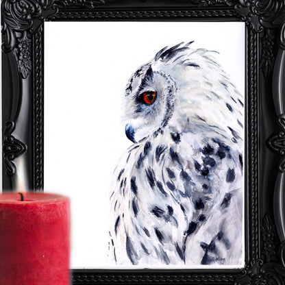 "I See You" Watercolor Snowy Owl Giclée Fine Art Print by Molly's Fine Art
