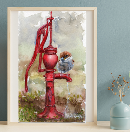Watercolor Water Pump Mollys_Fine_Art