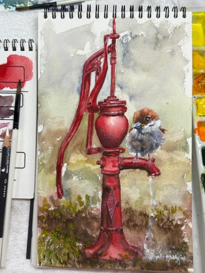"Watering Hole" Watercolor Original by Molly's Fine Art