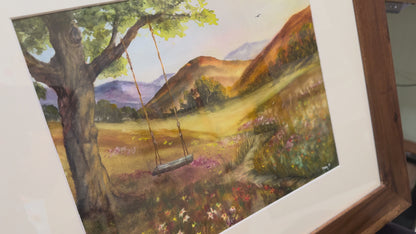 "A Peaceful Swing" Original Watercolor by Molly's Fine Art